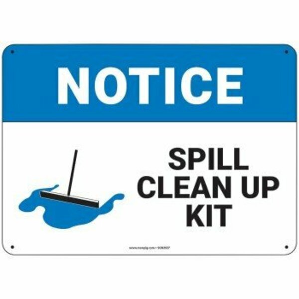 Pig PIG Notice Spill Clean Up Kit Sign 14" x 10" Aluminum 14" L x 10" H SGN2027-10X14-ALM